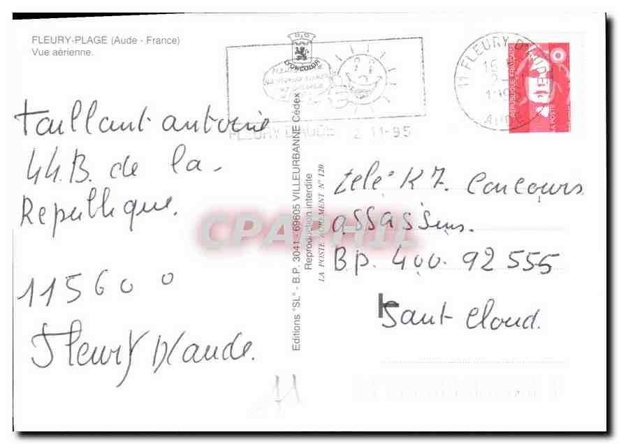 CPM Fleury Plage Aude France vue aerienne  — Rückseite