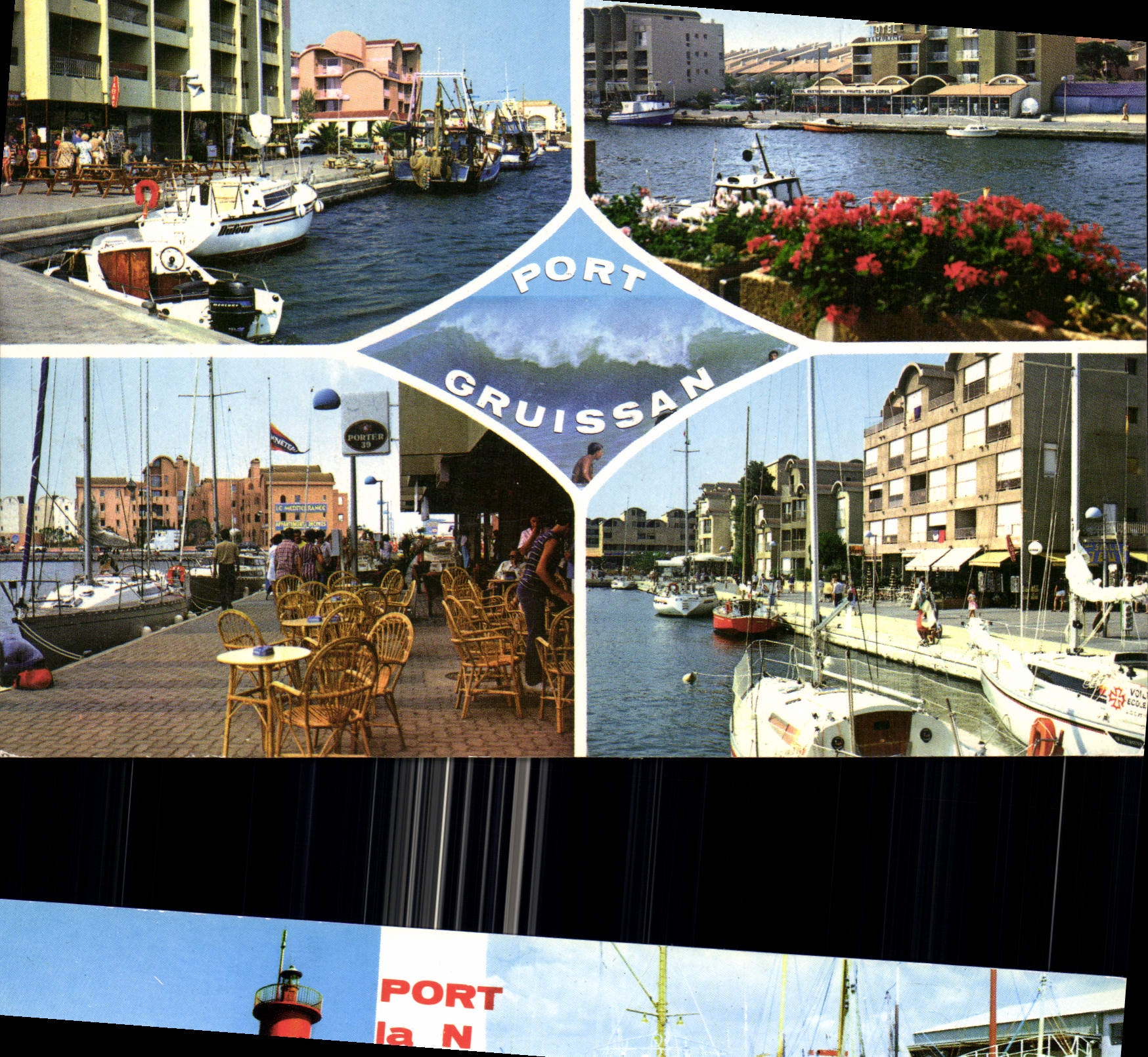Port Gruiissan — vue du port avec bateaux et terrasses — Éditions d'Art Larrey