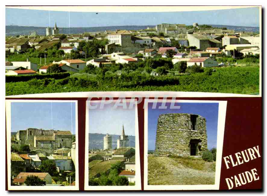 Fleury-d'Aude — Vue générale, La Terrasse, La Tour, L'ancien Moulin — Éditions 'SL'