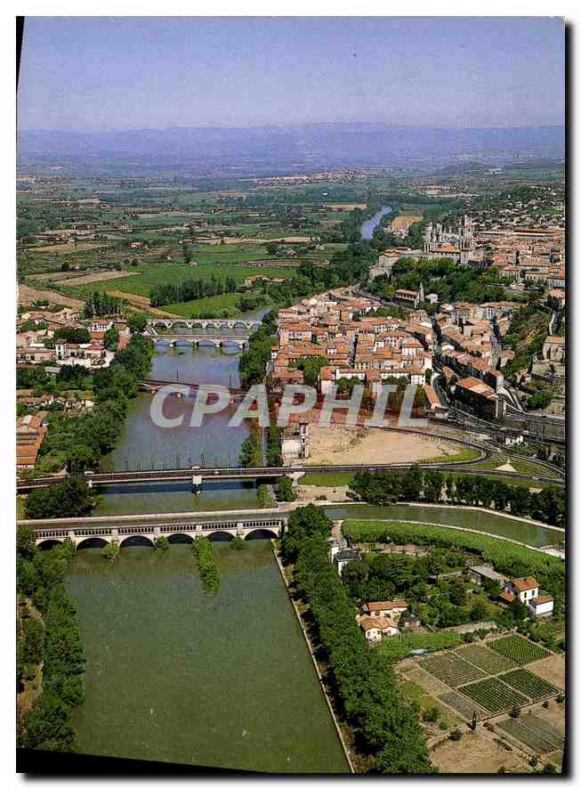 Béziers — vue aérienne du pont et du vignoble — Éditions de la Palme