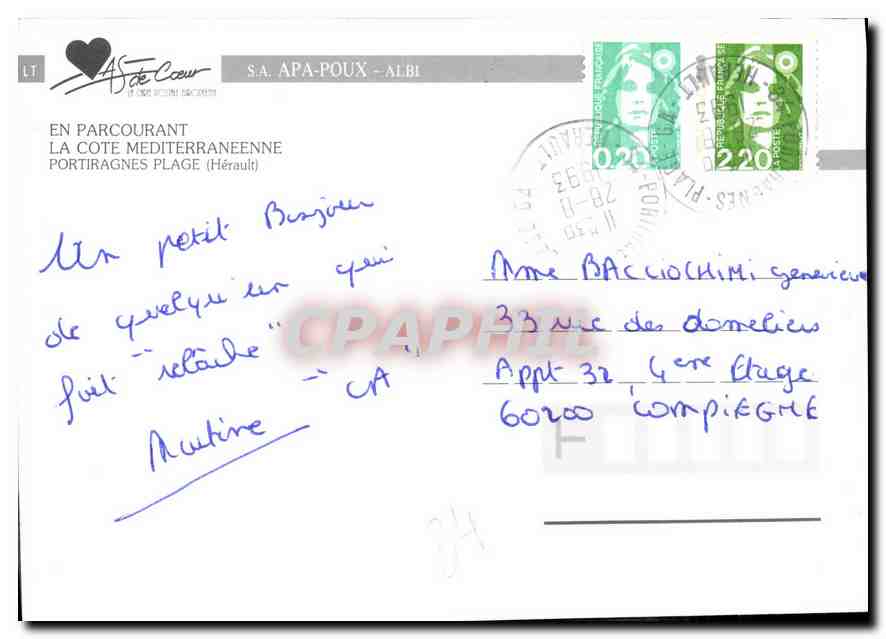 CPM En Parcourant la Cote Mediterraneenne portiragnes plage Herault  — Back