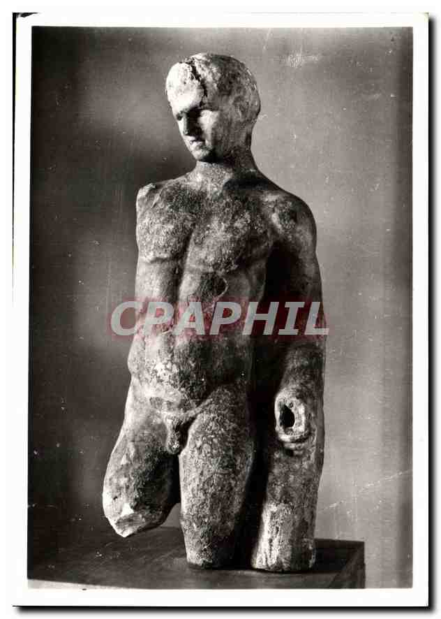 CPM Nissam Enserune Herault Musee de l'Oppidum Statue d'Hermes Gres d'Epoque romaine 
