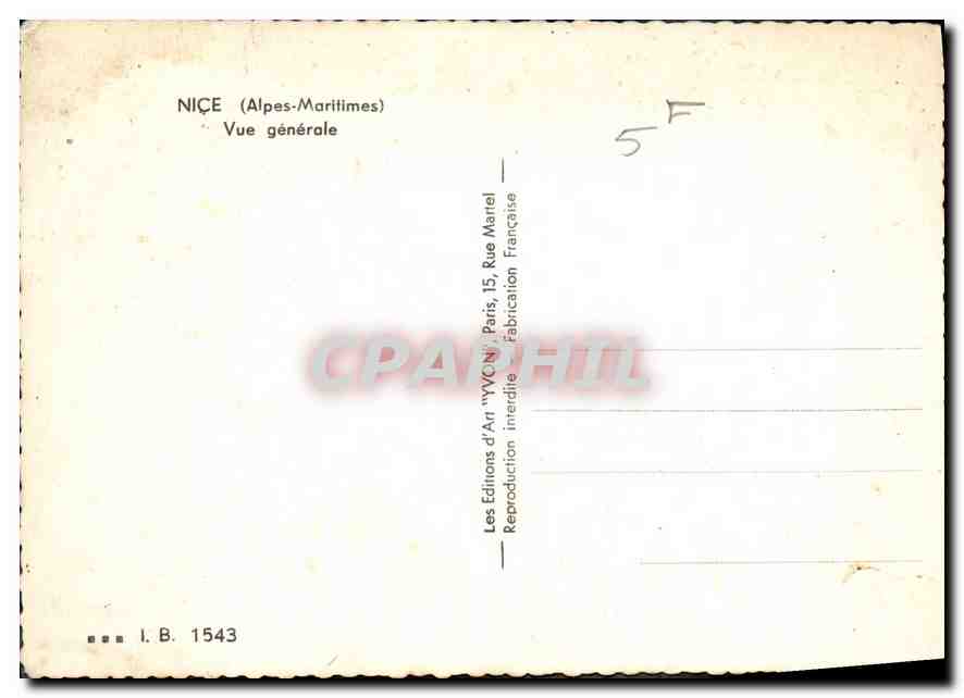 CPM Nice Alpes maritimes vue generale  — Verso