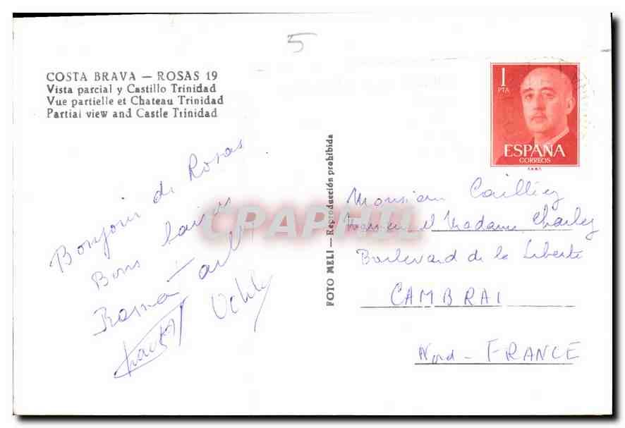 CPM Costa Brava Rosas vue Partielle et Chateau Trinidad  — Rückseite