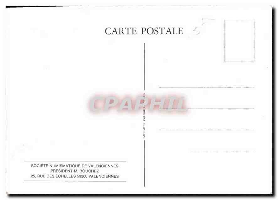 CPM Societe Numismatique de Valenciennes president M Bouchez Monnaies Jeton de presence des Conseill — Rückseite