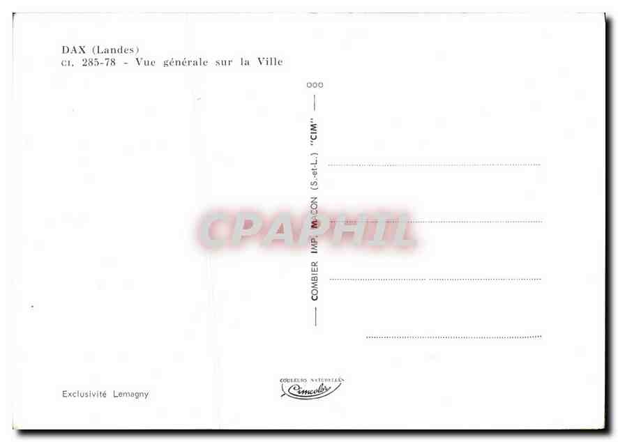 CPM Dax Landes vue generale sur la Ville  — Rückseite