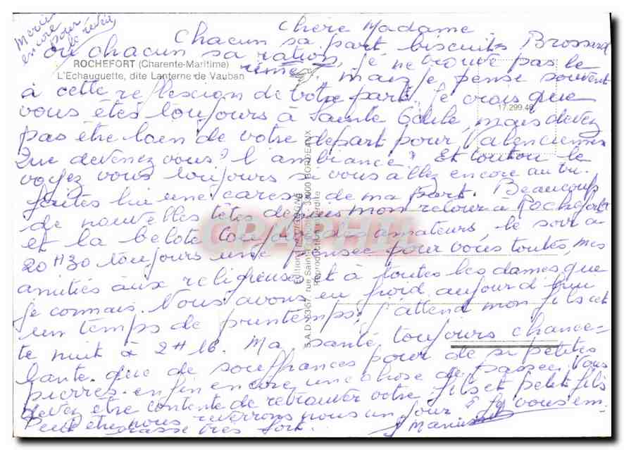 CPM Rochefort Charente Maritime l'Echauguette dite Lanterne de Vauban  — Rückseite
