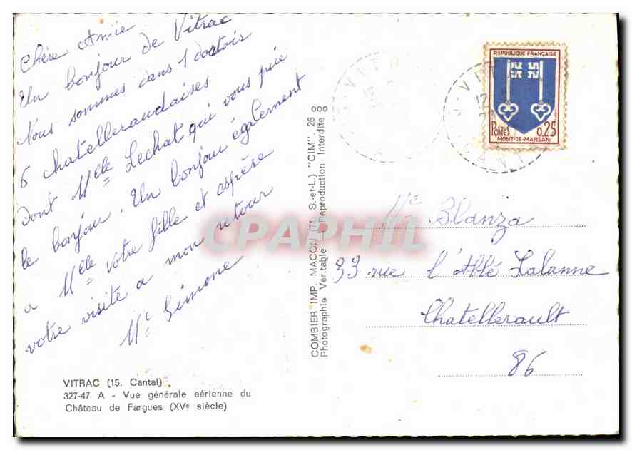 Kasteel van Fargues — Algemene luchtfoto — Combière (15) Serie 327-47 — Achterkant