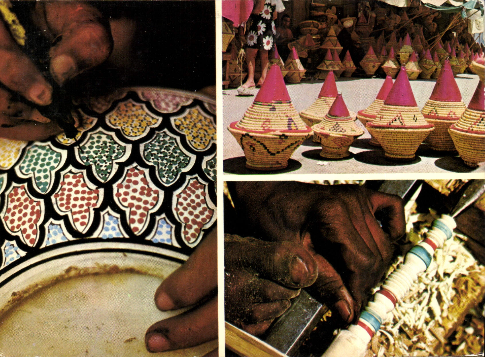 CPM Artisanat Marocain Exposition de vannerie Decoration de poterie 