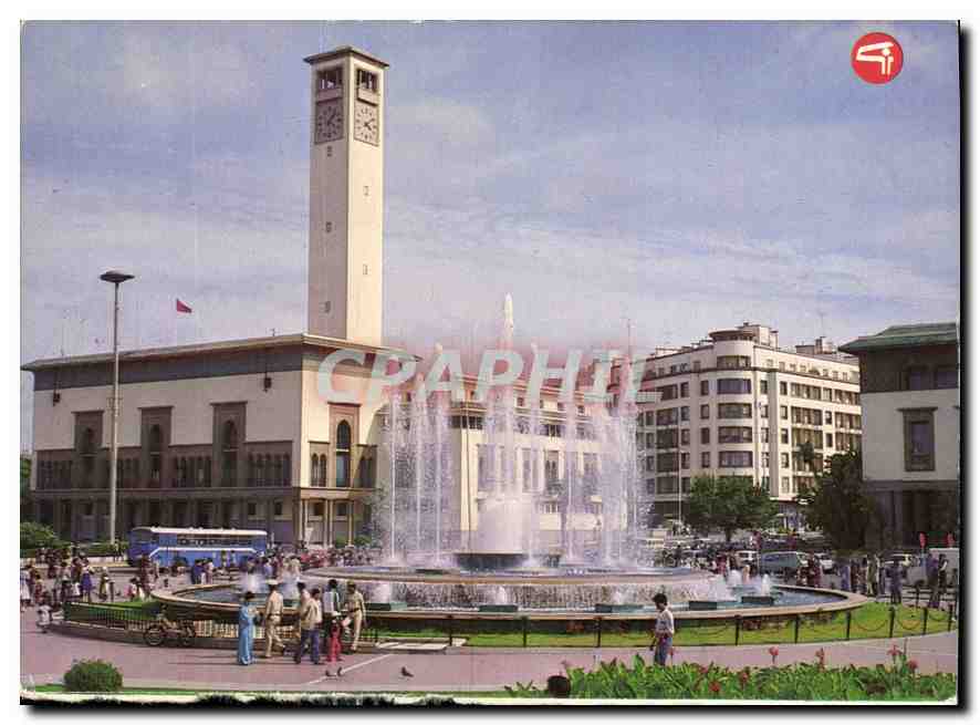 CPM Casablanca Fontaine lumineuse et Musicale Place des Nations Unies 