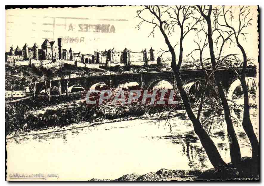 CPM Cite de Carcassonne Vue generale l'Aude et le Pont Vieux 