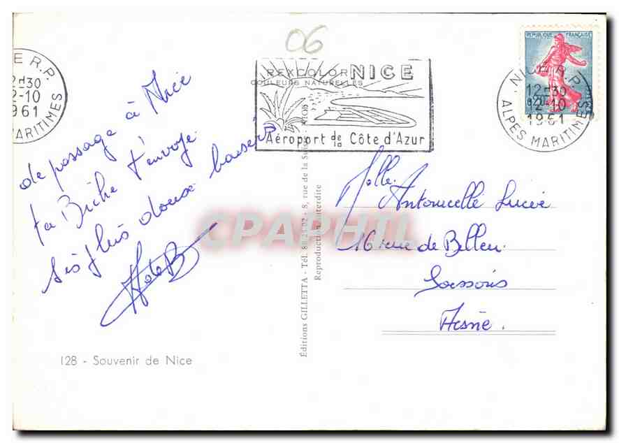 CPM Souvenir de Nice  — Rückseite