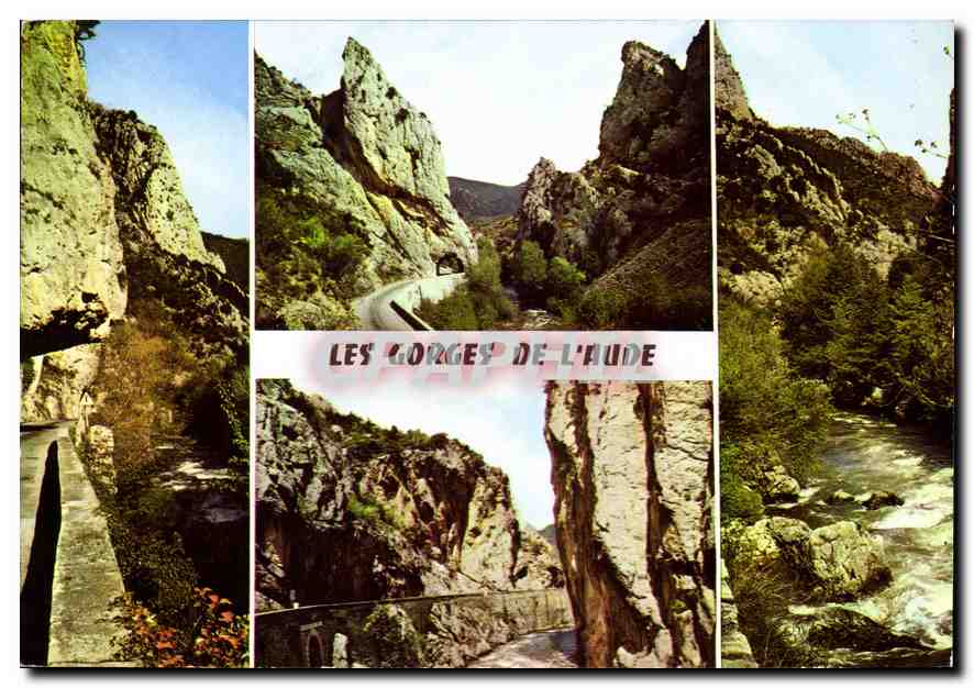 CPM Les Gorges de l'Aude La route et l'Aude dans le defile de Pierre Lys La Trou du Cure 