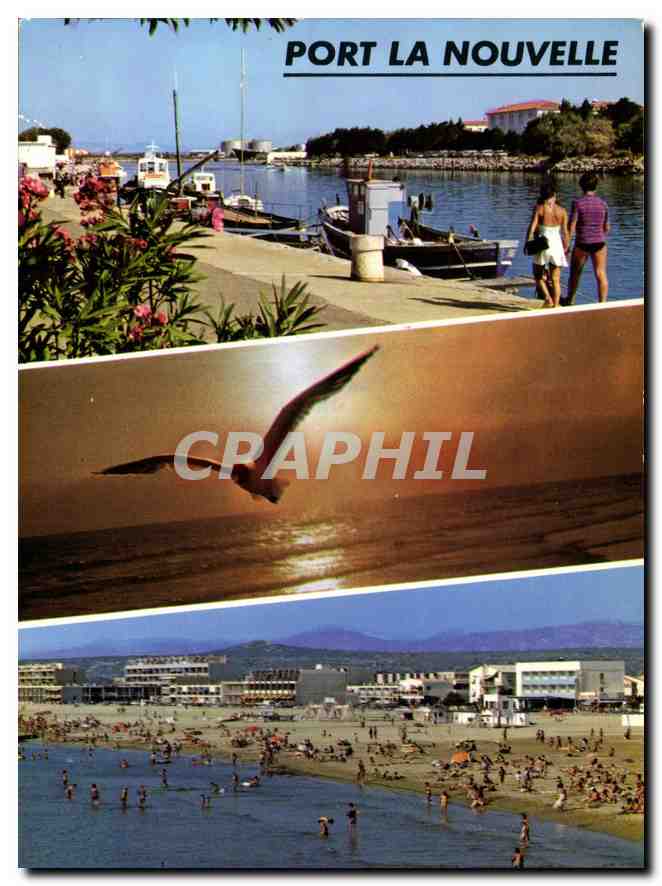 CPM Port la Nouvelle Aude Regards sur le canal et la plage 