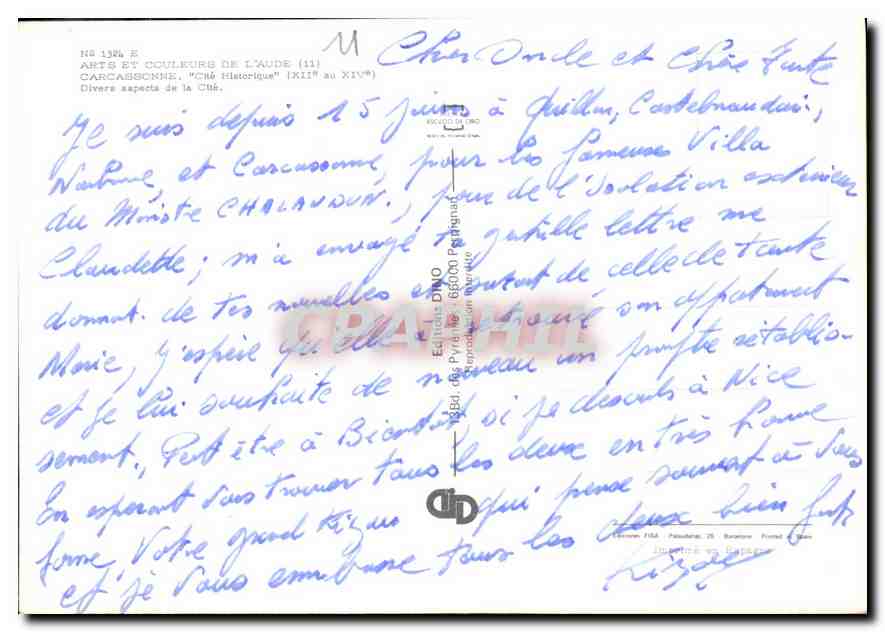 CPM Arts et Couleurs de l'aude Carcassonne Cite Historique  — Verso