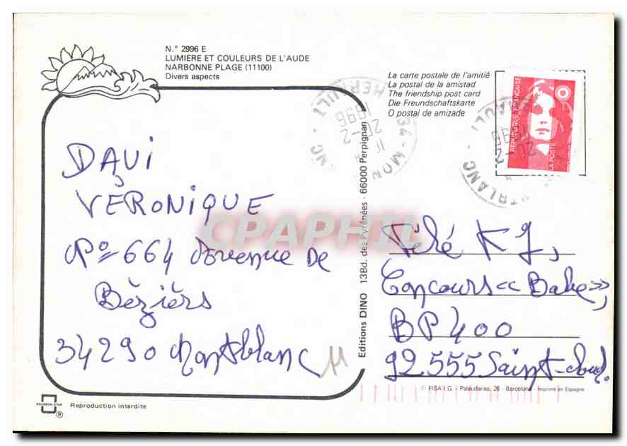 Narbonne Plage — Divers aspects — Editions DINO — Reverso