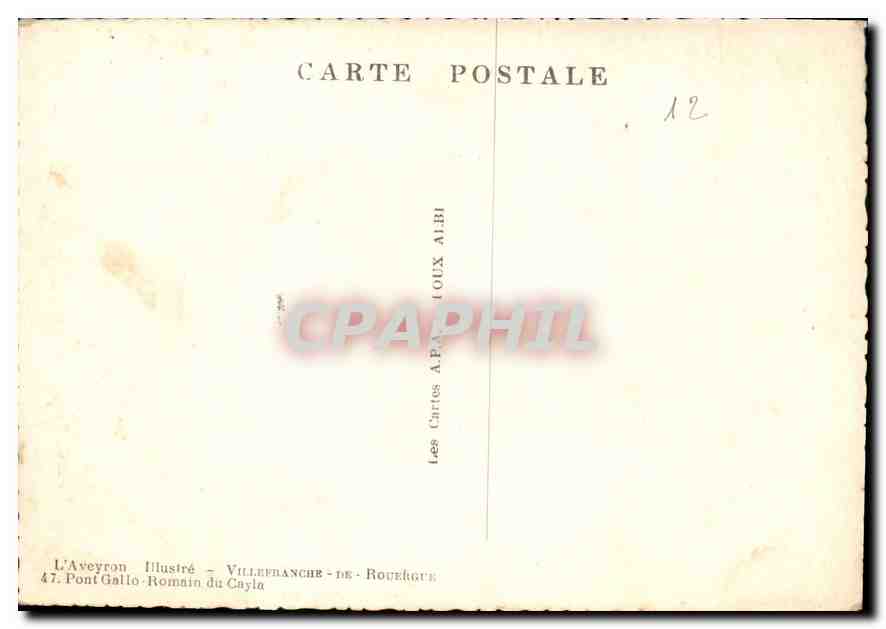 Pont Gallo-Romain du Cayla — L'Aveyron Illustré — Villefranche-de-Rouergue — Rückseite