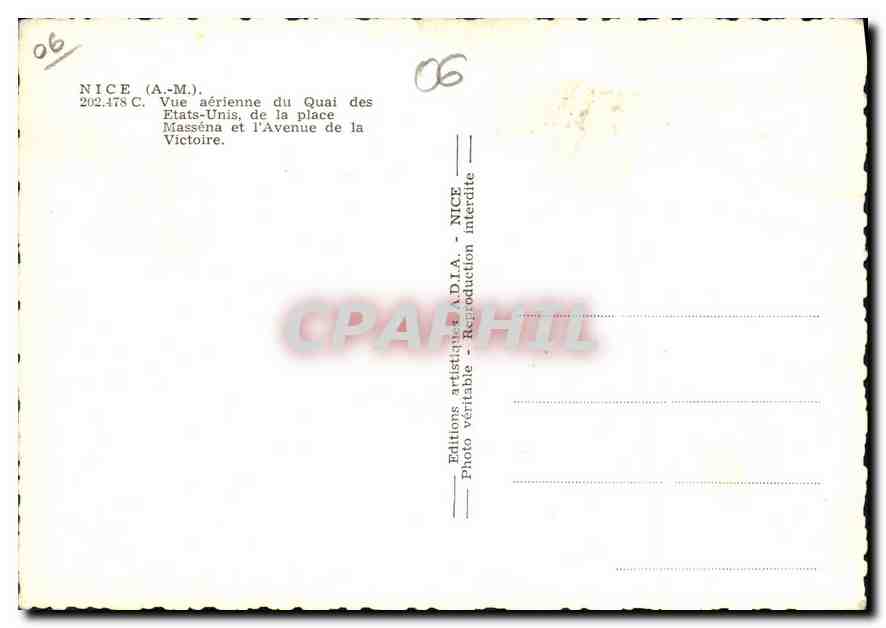 Nice — Vue aérienne du Quai des États-Unis et de l'Avenue de la Victoire — Éditions artistiques A.D.I.A. — Reverso