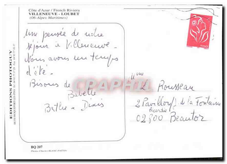 Villeneuve-Loubet — Côte d'Azur — Éditions Photoguy — Verso