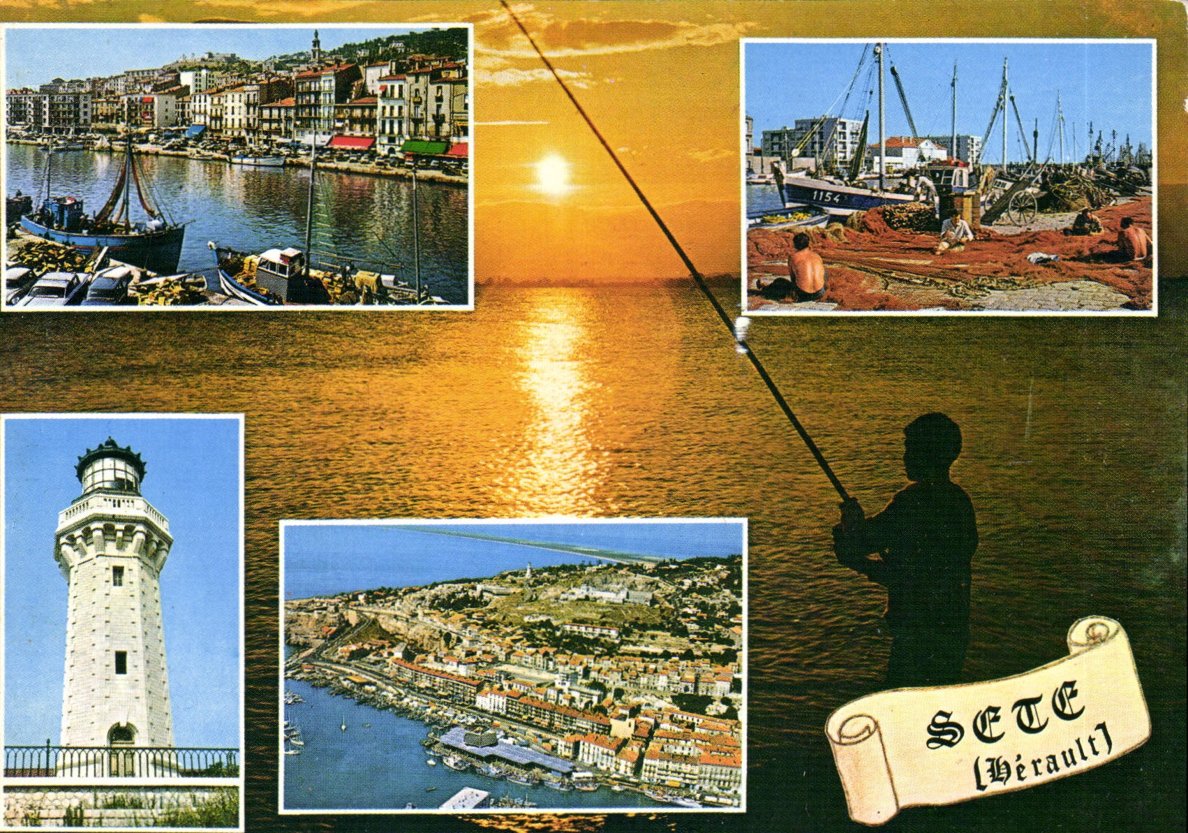 CPM Sete Herault Le Canat Bateaux de peche le Phare Vue aerienne 