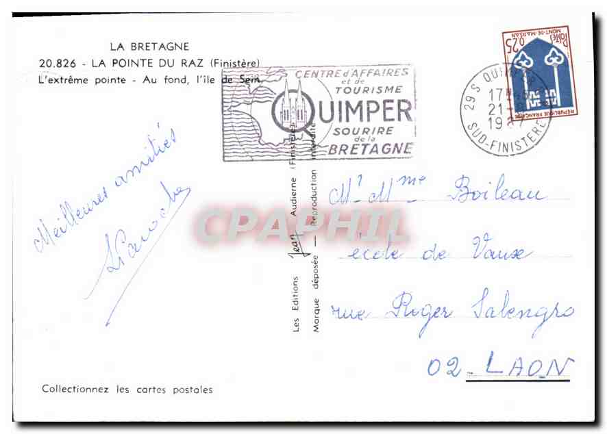 CPM La Pointe du Raz Finistere l'Extreme pointe Au fond l'Ile de Sein  — Rückseite