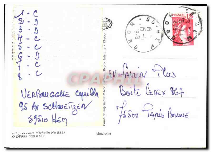 CPM Nord Grand port Philippe St Amand les Eaux Armentieres Gravelines Cambrai  — Back