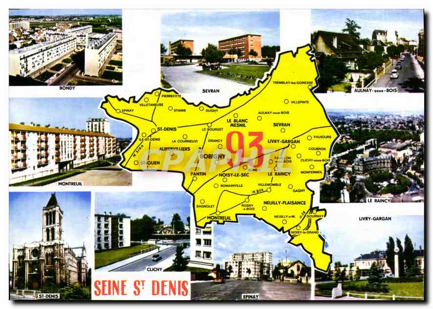 CPM Seine Saint Denis de la Region Parisienne a une superficie Prefecture Bobigny Sous Prefect Le Ra