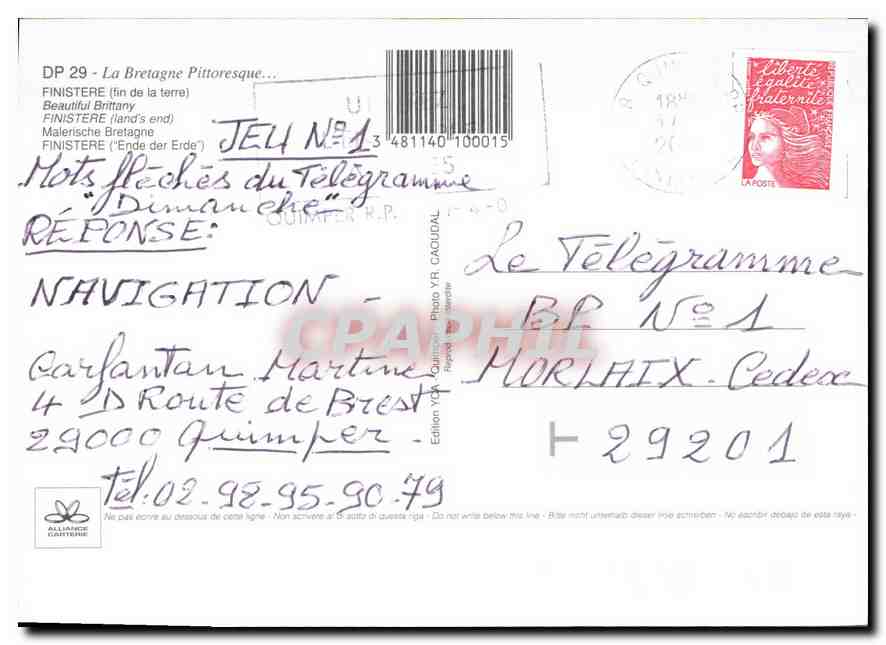 CPM La Bretagne Pittoresque Finistere Beautiful Brittany Finistere land's end Malerische Bretagne Fi — Rückseite