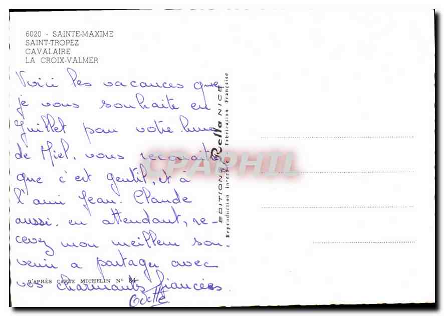 CPM Sainte Maxime Saint Tropez Calvaire La Croix Valmer  — Rückseite
