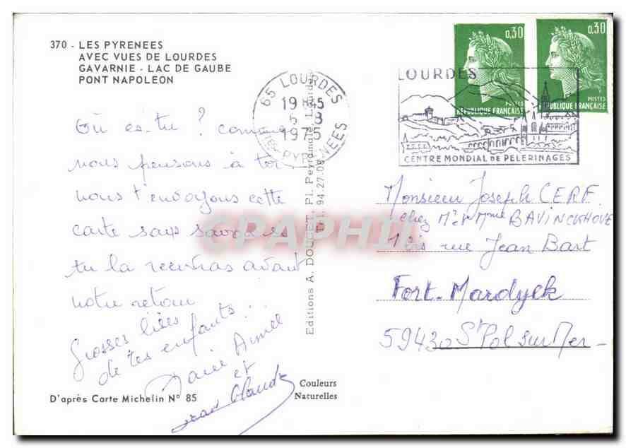 CPA Les Pyrenees Avec vues de Lourdes Gavarnie Lac de Gaube pont Napoleon  — Verso
