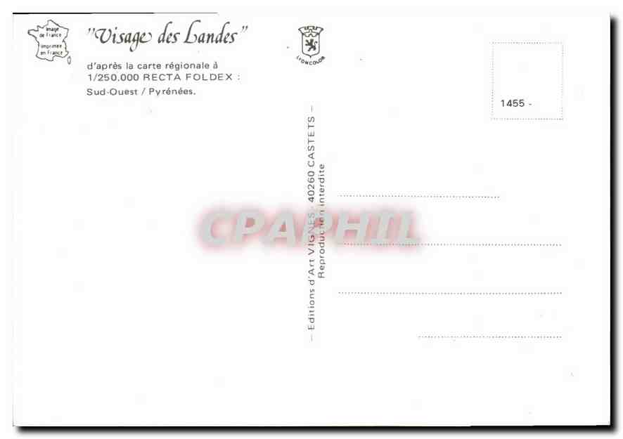 CPA Visage des Landes d'apres la carte regionale Sud Ouest Pyrenees  — Rückseite