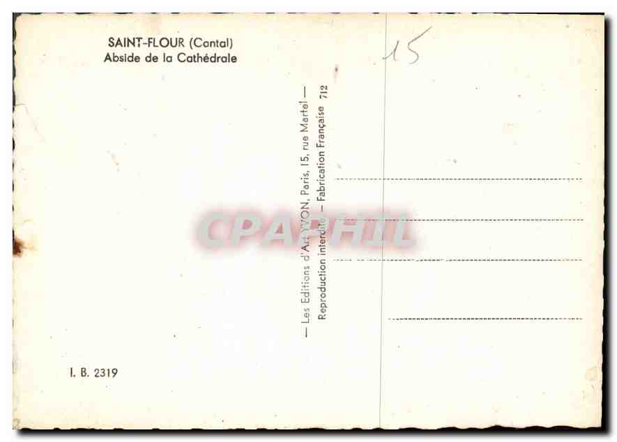 CPA Saint Flour Cantal Abside de la Cathedrale  — Rückseite