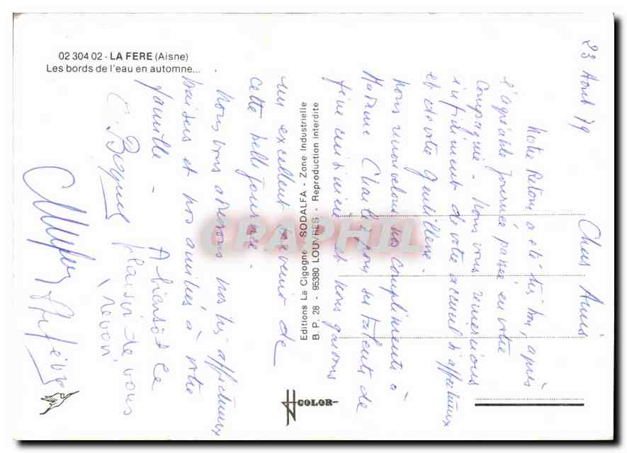 CPM La Fere Aisne Les bords de l'eau en automne  — Back