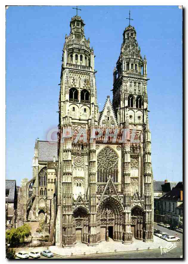 CPM Les Merveilles du val de Loire Tours Indre et Loire la facade de la cathedrale Saint Gatien XIII