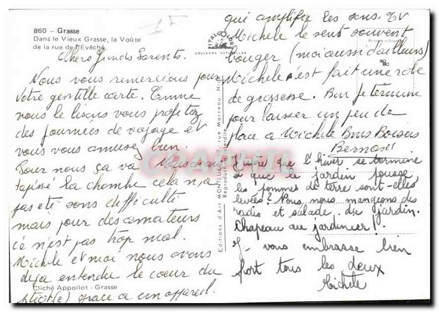 CPM Grasse dans le vieux Grasse la Voute de la rue de l'Eveche  — Rückseite