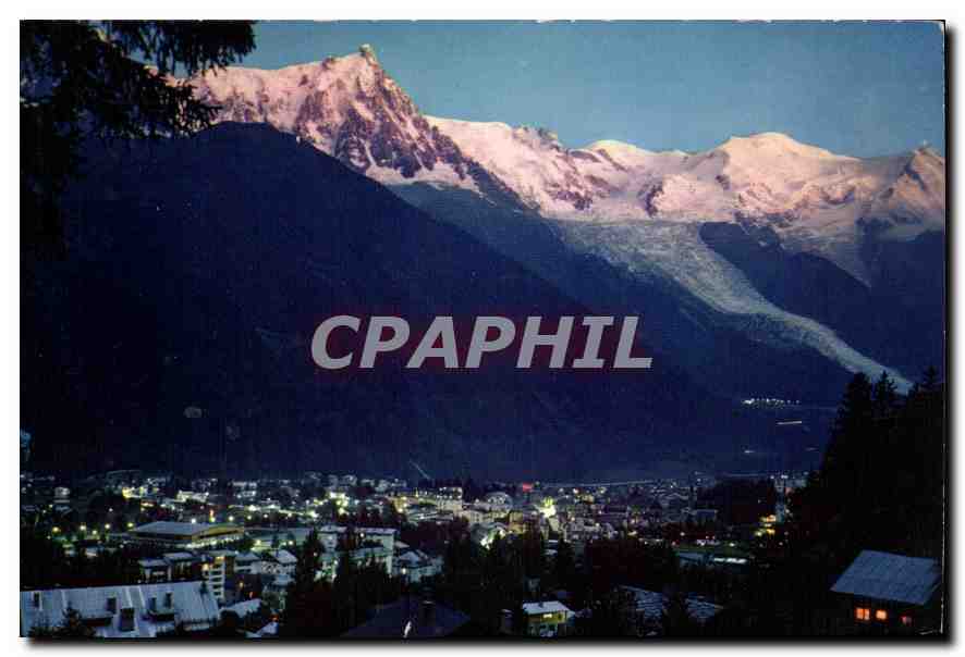 CPM Chamonix Mont Blanc lumieres sur la ville au coucher du soleil 