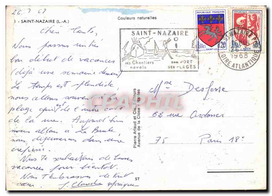 CPM Saint Nazaire L A  — Rückseite