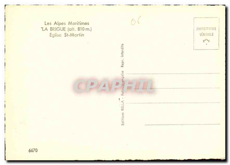 CPM Les Alpes Maritimes La Brigue Eglise St Martin  — Rückseite