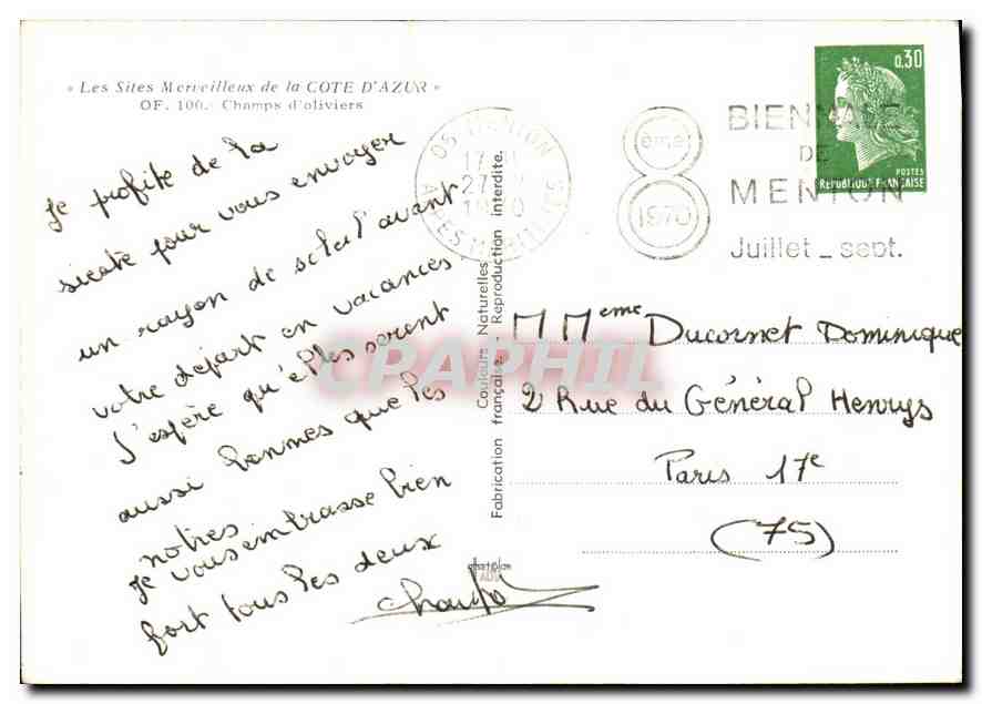 Champs d'oliviers — Les Sites Merveilleux de la Côte d'Azur — Édition OF. 100 — Reverso