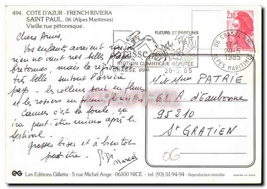 CPM Cote d'Azur French riviera Saint Paul Alpes Maritimes vieille pittoresque  — Rückseite