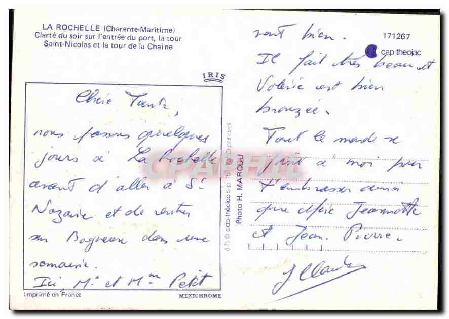 CPM La Rochelle Charente Maritimes Clarte du soir sur l'entree du port la tour Saint Nicolas et la t — Rückseite