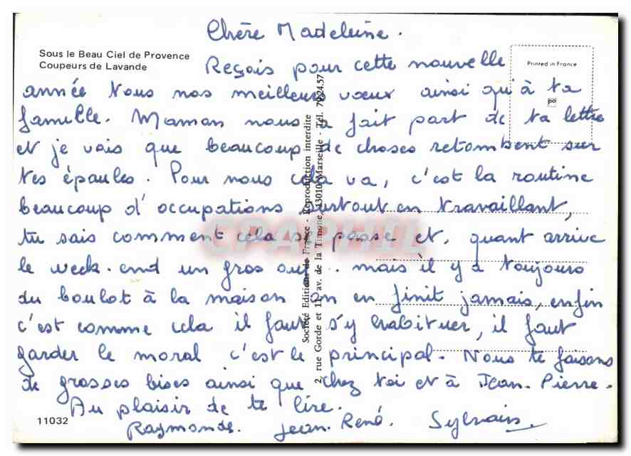 CPM Sous le Beau Ciel de Provence Coupeurs de Lavande  — Rückseite