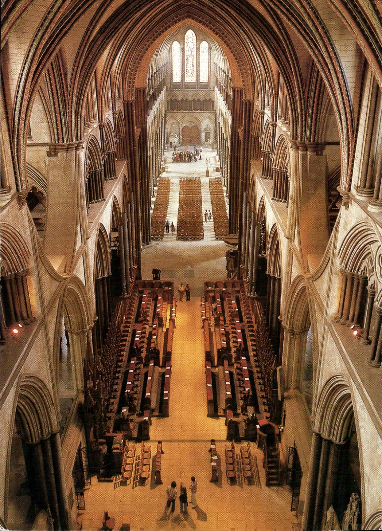 CPM Salisbury Cathedral an unusual bird eye view of the interior as seen from the Moses window showi