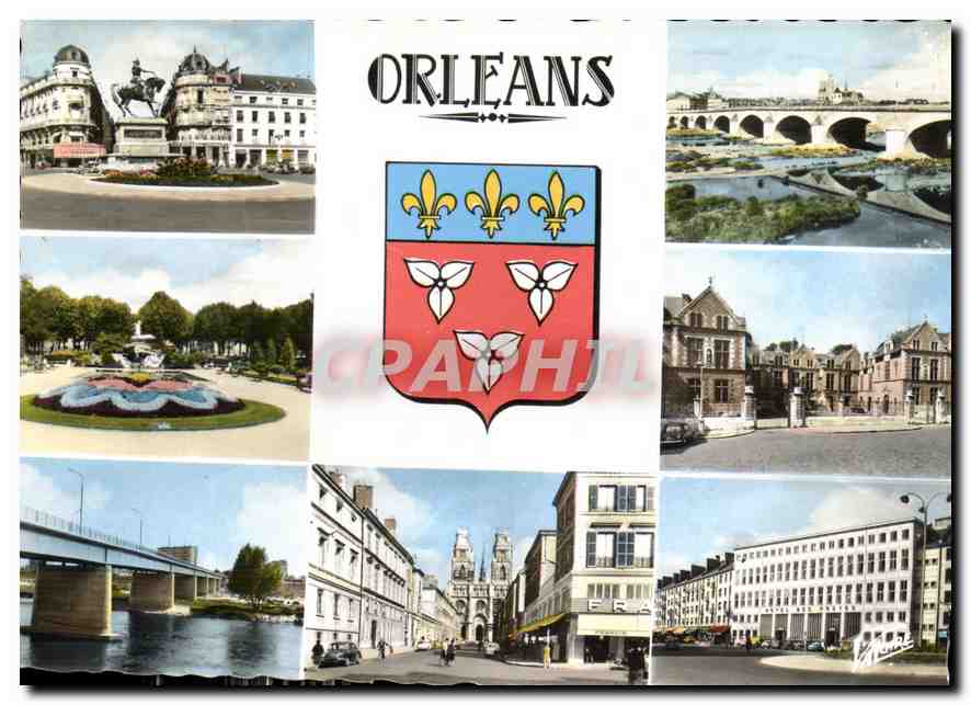 CPM Les Merveilles du Val de Loire Orleans Loiret la place du Martroi la Loire et le pont George V l