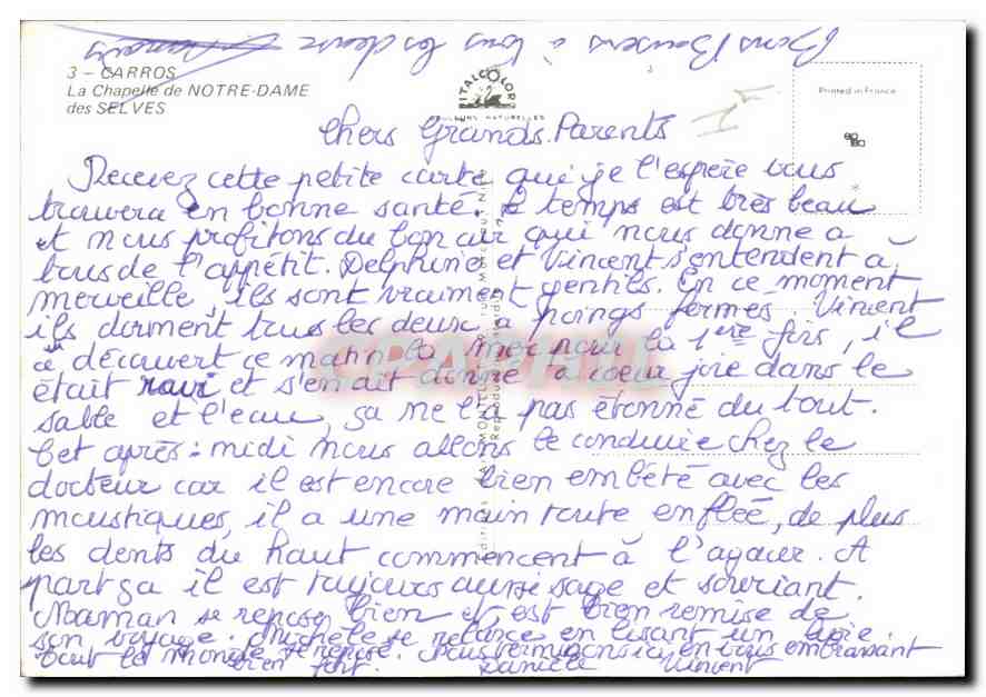 CPM Carros la Chapelle de Notre Dame des Selves  — Verso