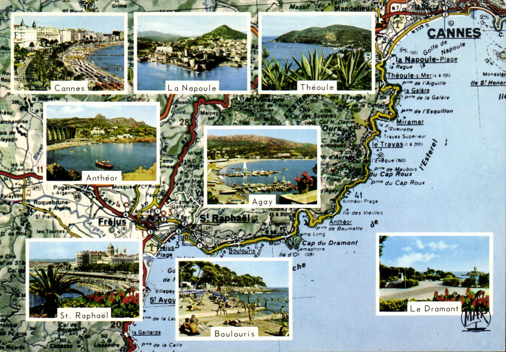 Cannes - La Napoule - Théoule-sur-Mer - Agay - Le Dramont - St. Raphael - Boulouris — Éditeur MAP, série 40685