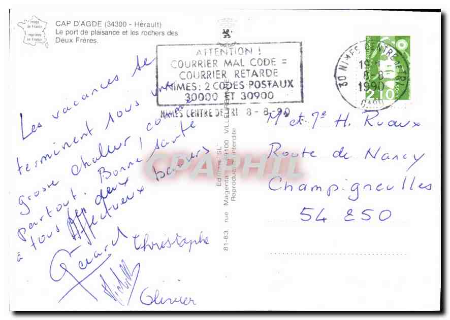CPM Cap d'Agde Herault le port de plaisance et les rochers des Deux Freres  — Back