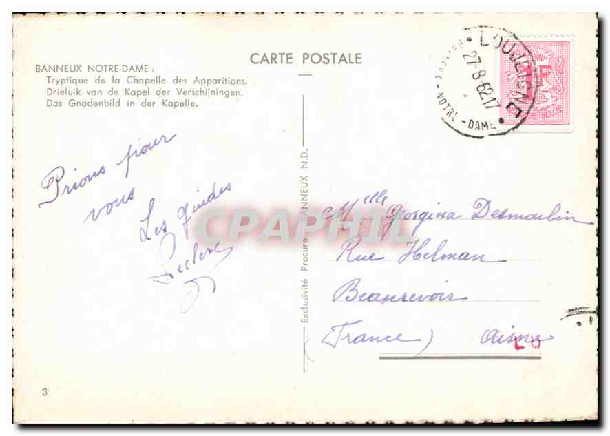 CPM Banneux Notre Dame Tryptique de la Chapelle des Apparitons  — Rückseite