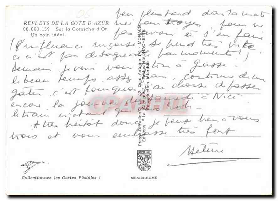 Sur la Corniche d'Or — Monaco — éditeur IRIS — Verso