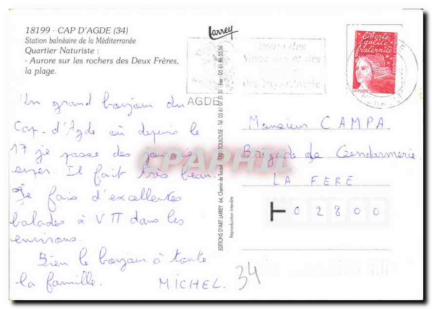 CPM Cap d'Agde Station balneaire de la Mediterranee Quarier naturiste Aurore sur les rochers des Deu — Back